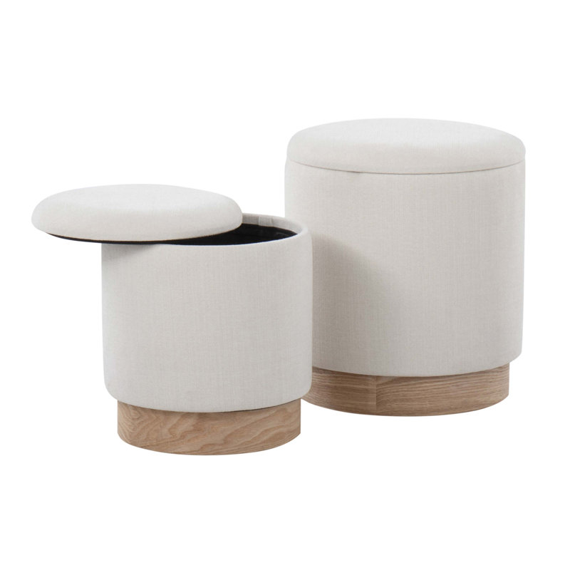 Marla Contemporary Nesting Ottoman Set, Cream