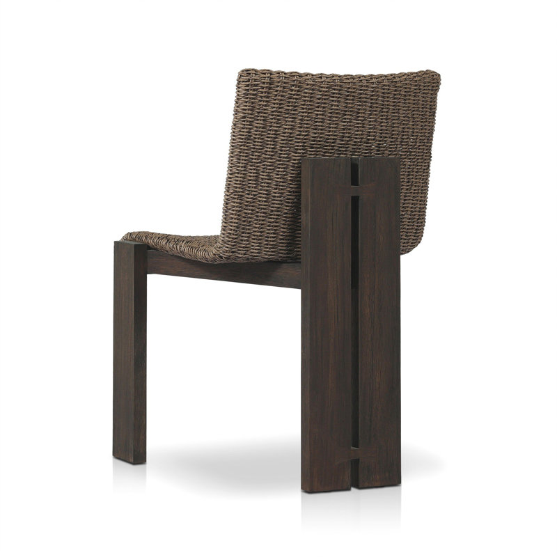 Roxy Outdoor Dining Chair-Faux Hyacinth, Stained Saddle Brown