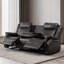 Canapé inclinable triple 78,35 po - Table rabattable centrale avec porte-gobelets, similicuir-116503394