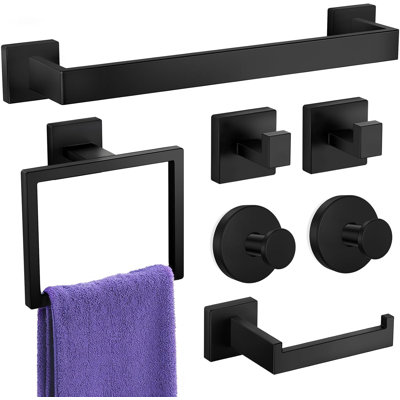 Bathroom Hardware Accessories Set: 7-Pieces Bath Towel Bar Set