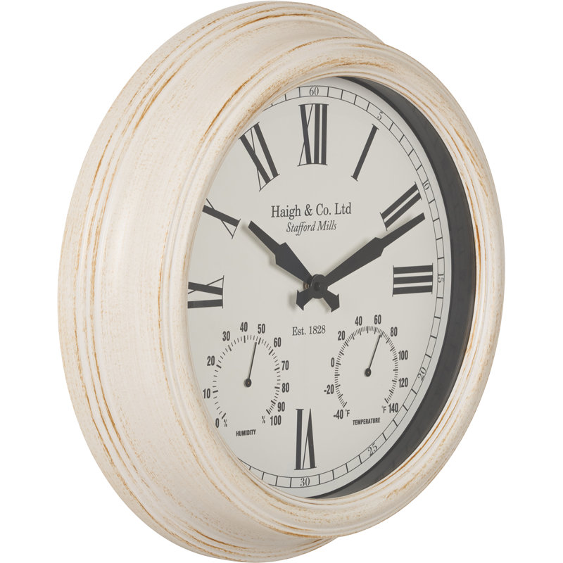 Metal Wall Clock, Gold/Cream