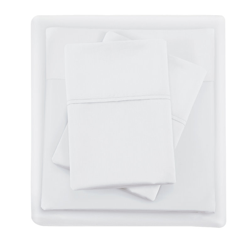 1500 Thread Count White Cotton Blend 2-Piece Standard Pillowcases, Standard, White