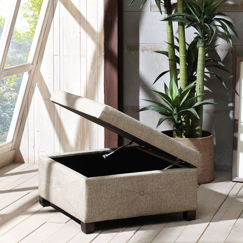 Rangement rembourré de couleur sable - Siège confortable et grand carré avec housse, Sand