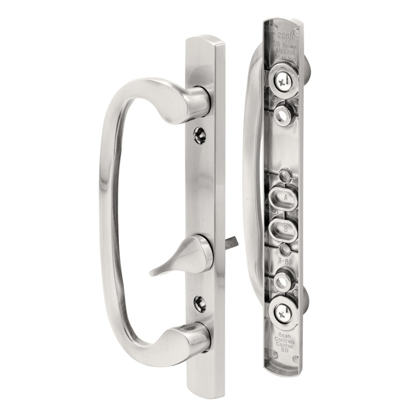 Ensemble de poignées de porte de patio coulissantes de style mortaise Prime-Line - Remplacez rapidement et facilement les poignées de porte anciennes ou endommagées - sans clé, s'adapte aux trous de 3-15 / 16 po (1 ensemble)