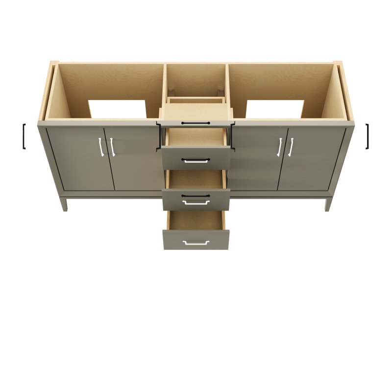 Alexandra Double Bath Vanity, French Olive, 72", Matte Black