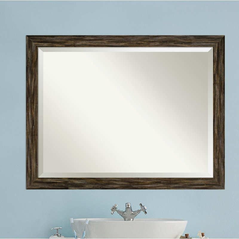 Miroir de salle de bain Fencepost, H 35 po x l 45 po, Brun