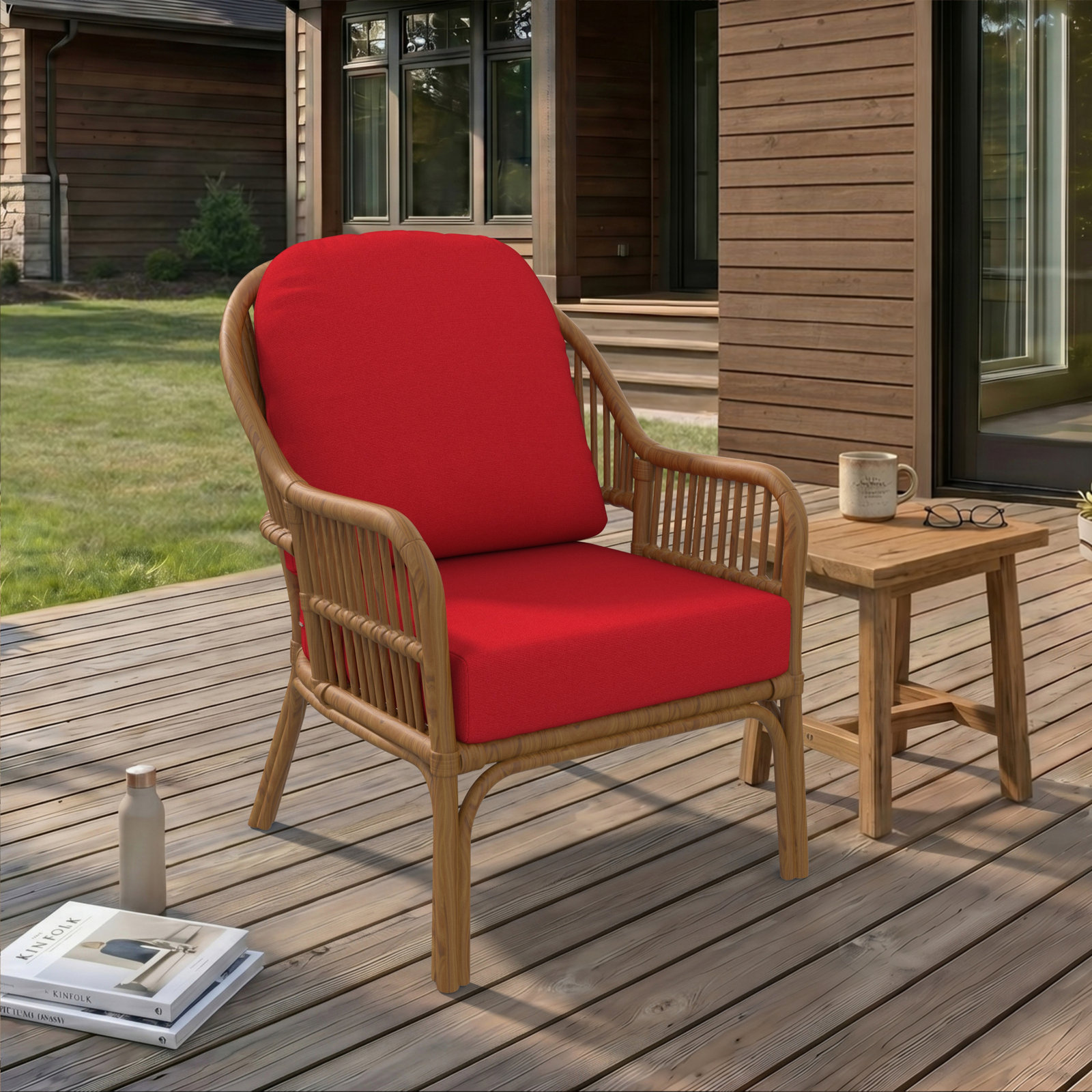 Amala 22" Sunbrella® Seat and Back Cushion, Canvas Jockey Red Sunbrella® Canvas