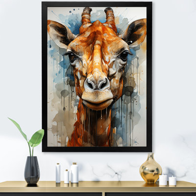 Girafe moderne, portrait sur toile