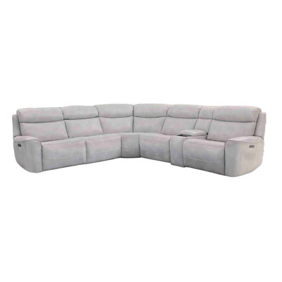 Power Reclining Sectional Couch Light Taupe Leatherette Sofa Corner Wedge Chairs Console Living Room Furniture Recliner L-Shaped Sectional