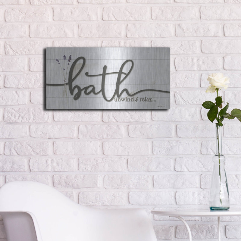  «Bath Unwind & Relax» par Susie Boyer, art mural en métal, 24 po x 12 po, H 12 po x l 24 po