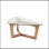 Superbe table basse Mid-Century avec verre trempé et bois de pacanier