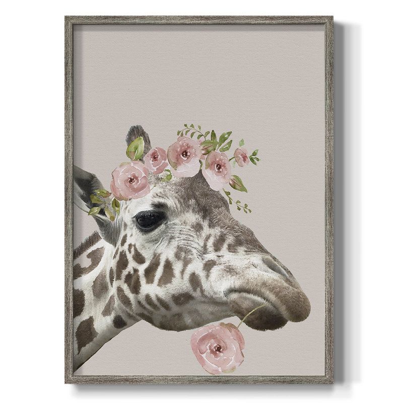 «Peek A Boo Giraffe II», reproduction encadrée - bois massif, H 11 po x l 9 po
