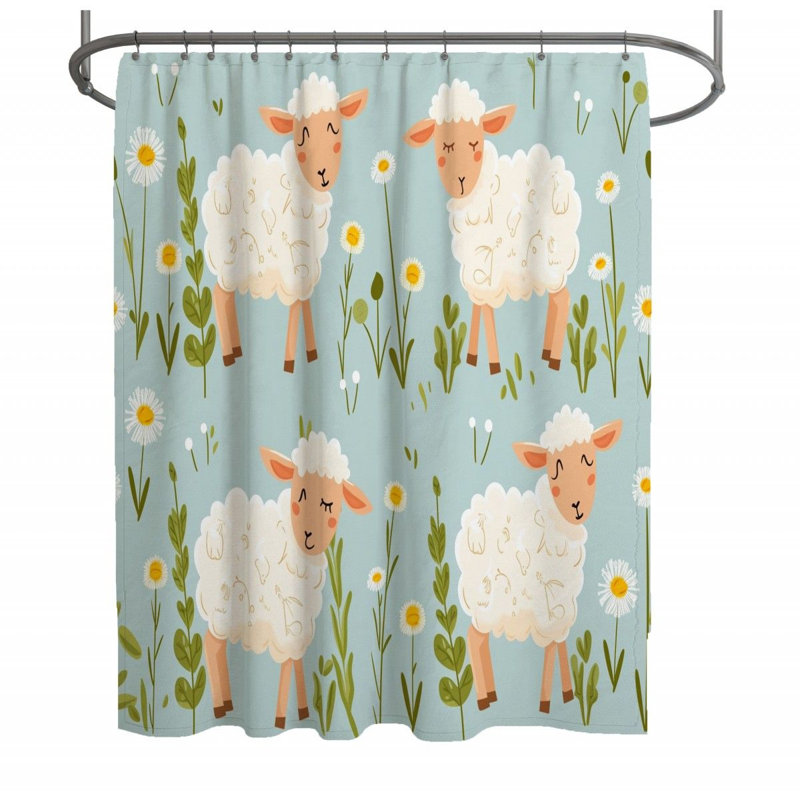 Rideau de douche mouton - décor de salle de bain animal, H 93 po x l 70 po