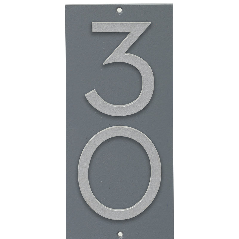 Plaque d'adresse murale flottante sur 1 ligne, Gris, Argent, Oui