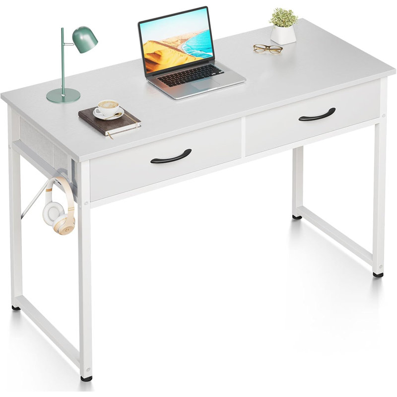 40 Inch Small Fabric Drawer Desk - Bedroom Vanity, Home Office Computer Desk For Small Spaces