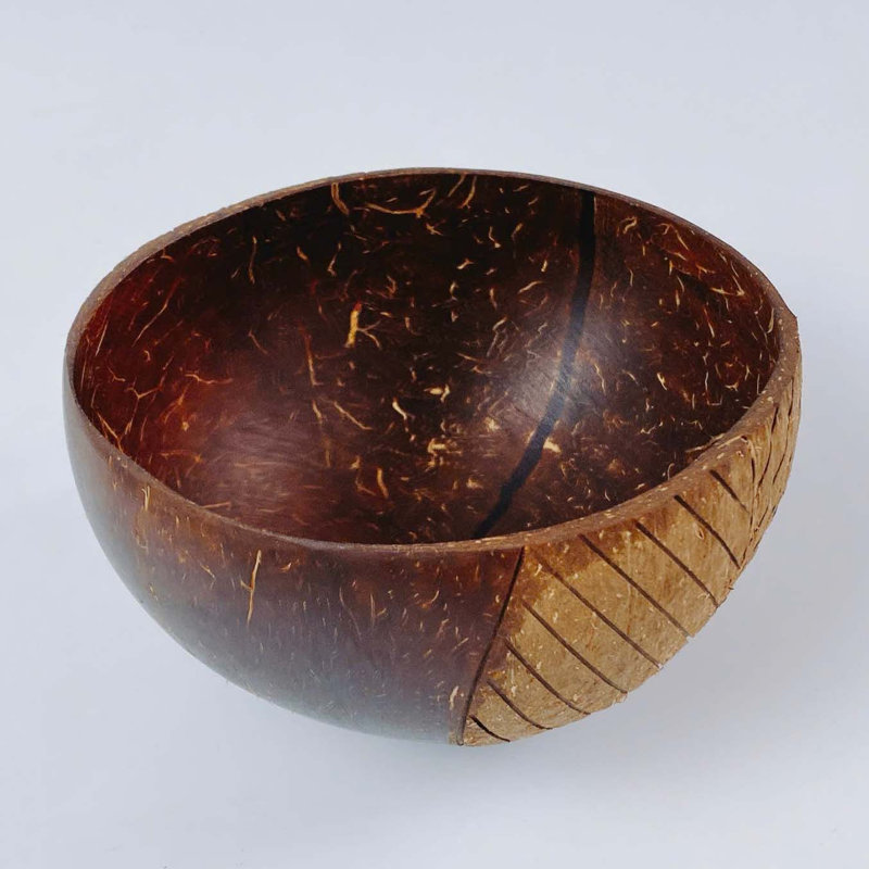 Bol de noix de coco naturel sculpté à la main et écologique - CSB004A