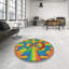 Tapis bleu/orange/vert à motif-701137215