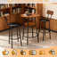 Ensemble de table de bar et de chaises rondes 3 pièces, petite table de salle à manger avec tablette de rangement à 2 niveaux et 2 tabourets de bar rembourrés