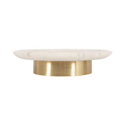 Round Marble Tray with Pedestal Design