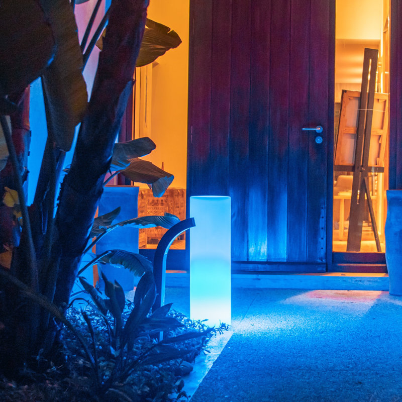 Tower Battery Powered Integrated LED Color Changing Outdoor Floor Lamp, 25" H x 9" W x 9" D