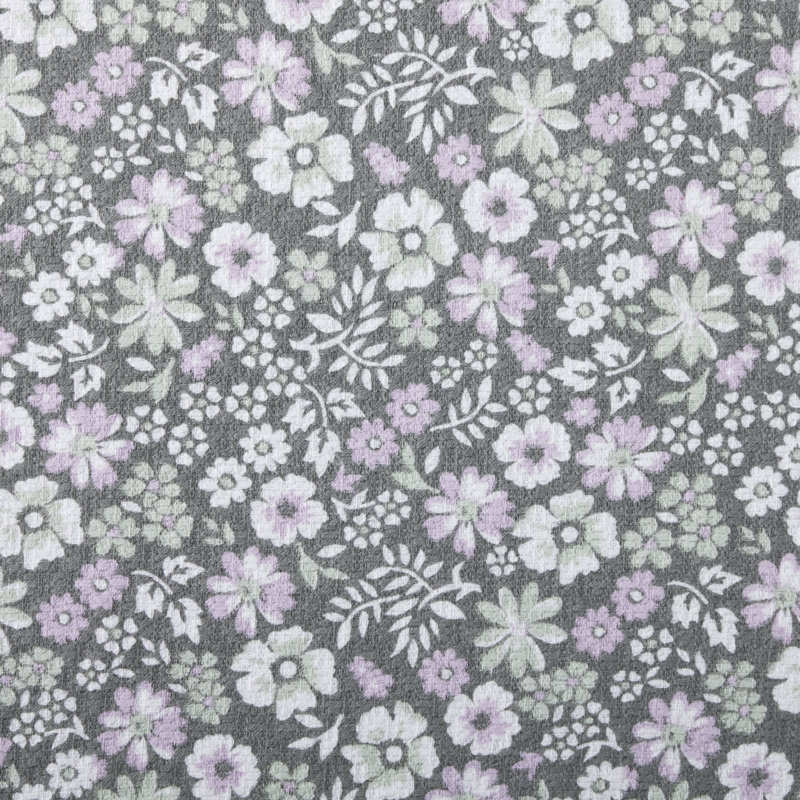 Gray and White Floral Cotton Kitchen Towel Set, 2-Pack