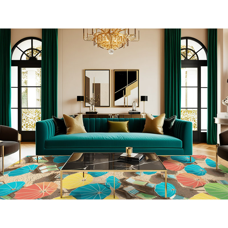  Tapis bord de mer lavable parasol Paradise, Carré 8 pi