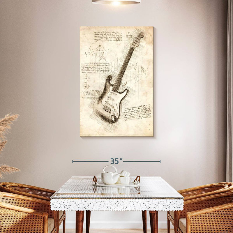 Abarca Electric Guitar Blueprint, 45" H x 30" W