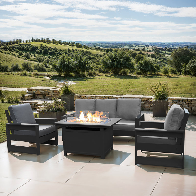 Cortina-Pacifica 5 - Person Patio Conversation Sets with Cushions, Gray, Gray