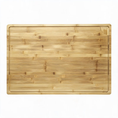 Planche à découper extra large en bambou, 50 x 75 cm, réversible, avec rigole profonde et poignées, préhuilée, idéale pour la viande, les légumes et les fruits.