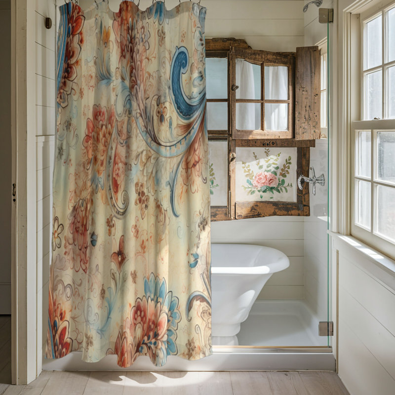 Classic Swirls - Rideau de douche Premium, H 74 po x l 71 po