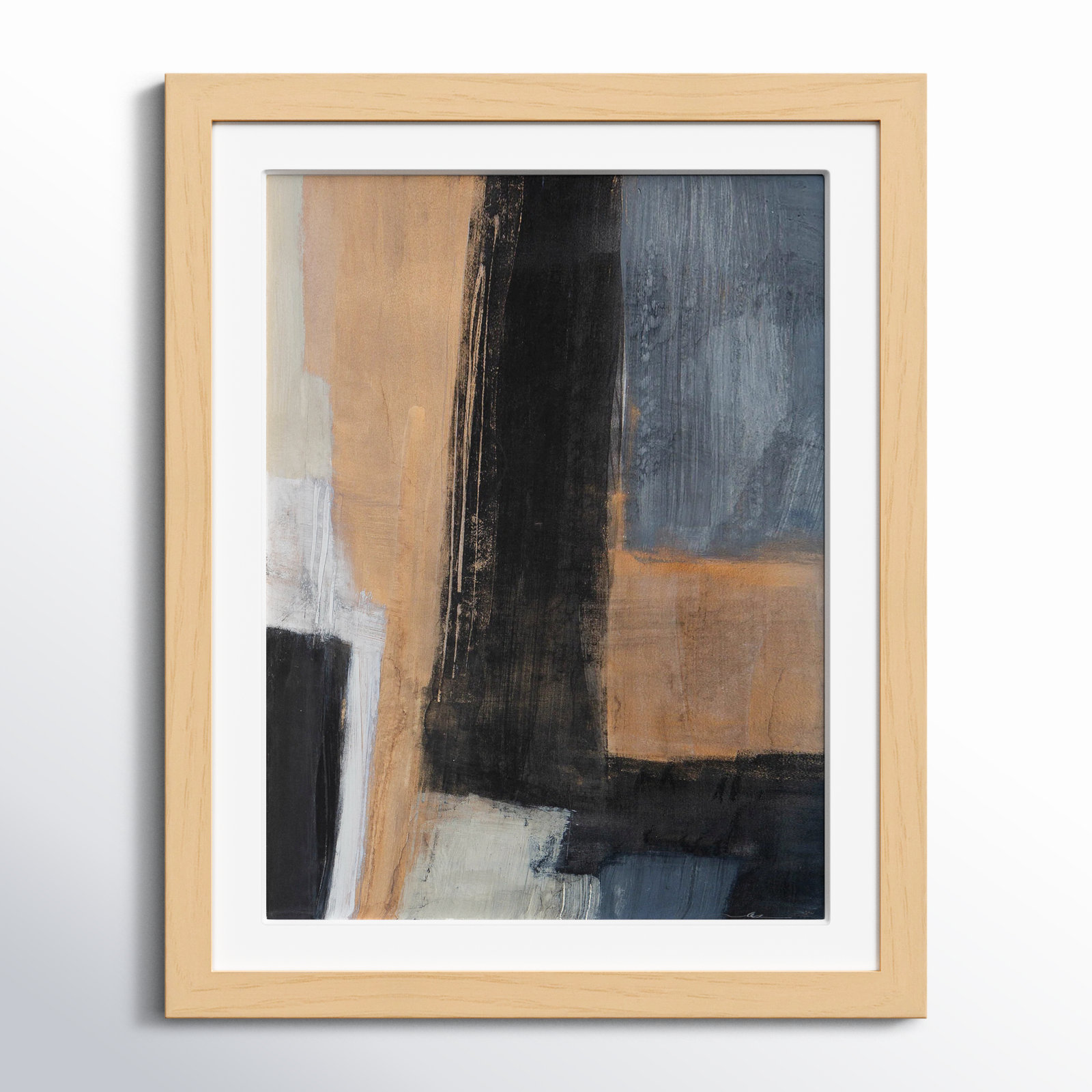 Calderon "Metallic Slate I" Print, 16.5" H x 14.5" W x 1.25" D, Natural Cube Frame Matted