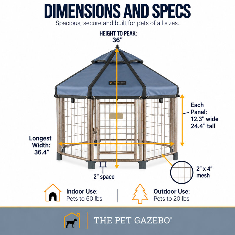 Enclos et chenil modulaire de 90 cm avec auvent pour petits chiens – Intérieur, extérieur et portable, H 36 po, Bleu