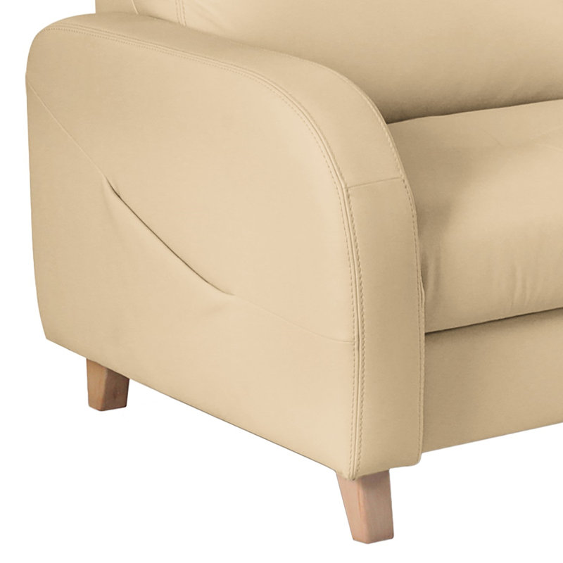Roger Leather Corner Sofa, Beige, Right Hand Facing