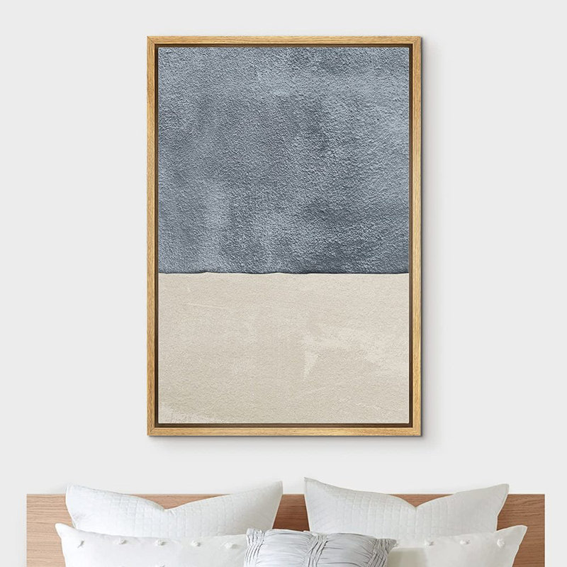 «Minimal Landscape Watercolor Pastel Blue Grey Neutral Decor», reproduction d'art sur toile encadrée, L 24 po x H 36 po