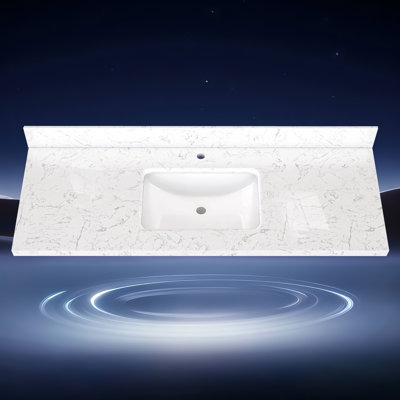 48 In. W X 22 In. D Cultured Marble White Rectangular Single Sink Bath Vanity Top Countertop In Carrara White