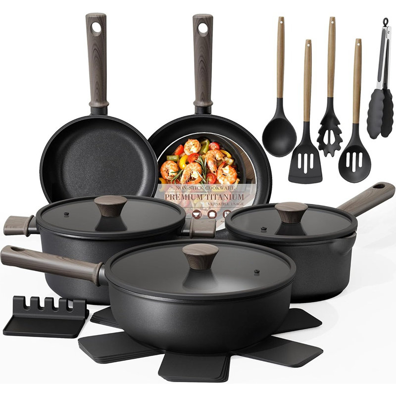 Nonstick Pots And Pans Set – Healthy Non-toxic Titanium Cookware, Induction Compatible Kitchen Set