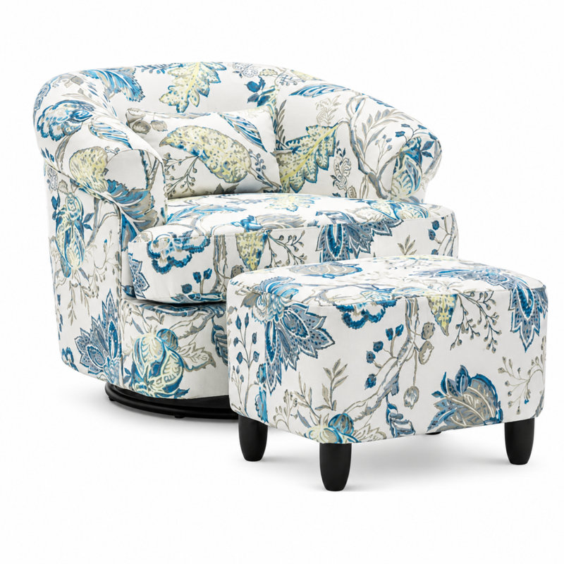 Fauteuil d'appoint Kepner, Blue Linen, Black