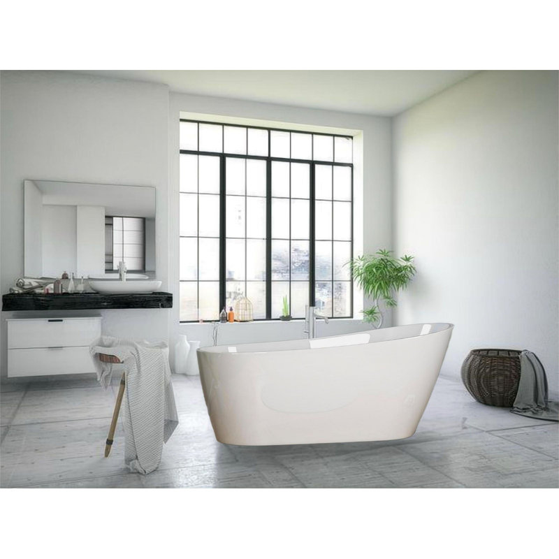 55'' x 27.55'' Freestanding Soaking Acrylic Bathtub