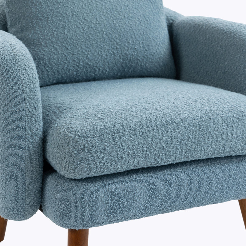 Fauteuil Keiden, Tissu bouclé bleu clair