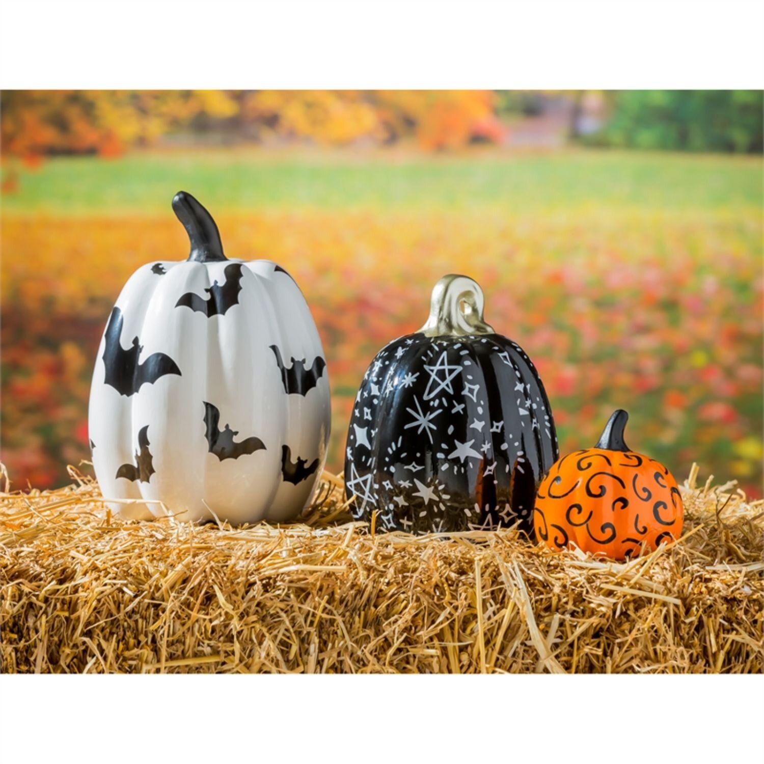 The Holiday Aisle® 3 Piece Printed Ceramic Pumpkins Halloween Night Lawn  Art Set  Reviews | Wayfair