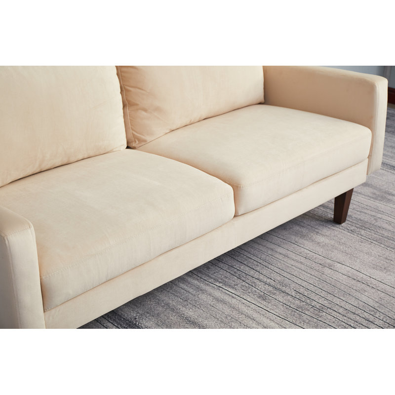 Canapé à accoudoirs carrés Seaddon, Velours ivoire, H 35 po x l 58 po x P 32 po
