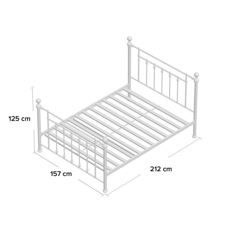 Liesl Metal Bed, Kingsize (5'), Black chrome