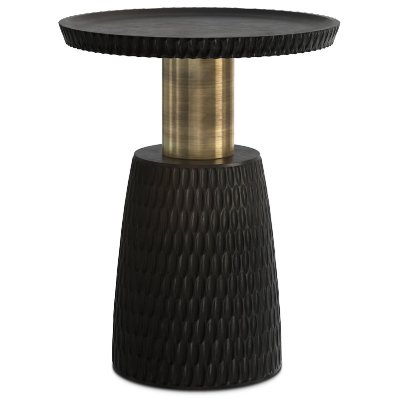 Table d'appoint Breanna, Plateau noir / base noir doré
