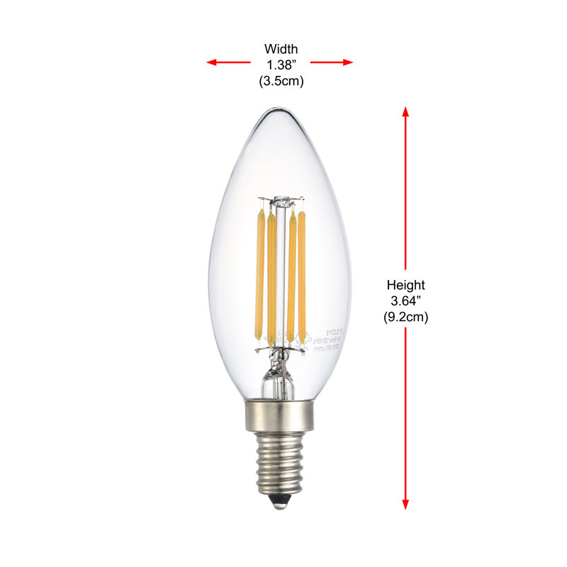6W (40 Watt Equivalent) B10 E12 Dimmable LED Candelabra Light Bulb, 5000K