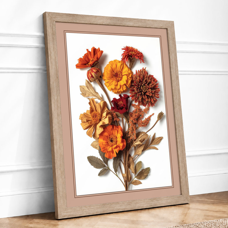 Carnation Study Botanical - Framed Print, A3 - 42.0 x 29.7 cm, Oak