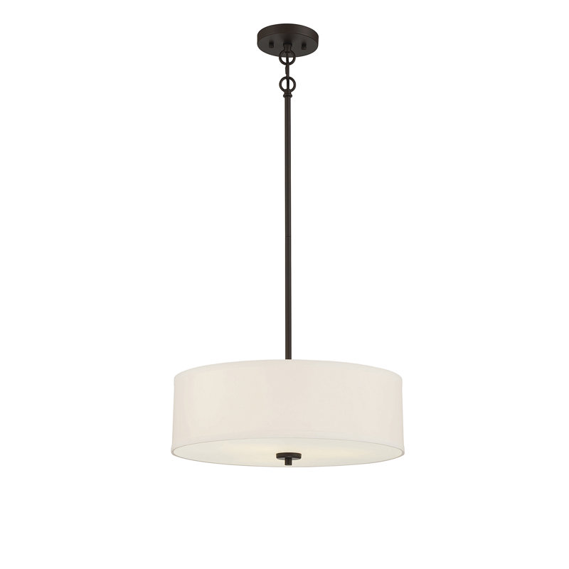 Luminaire suspendu tambour simple à 3 lumières Reed, Bronze huilé