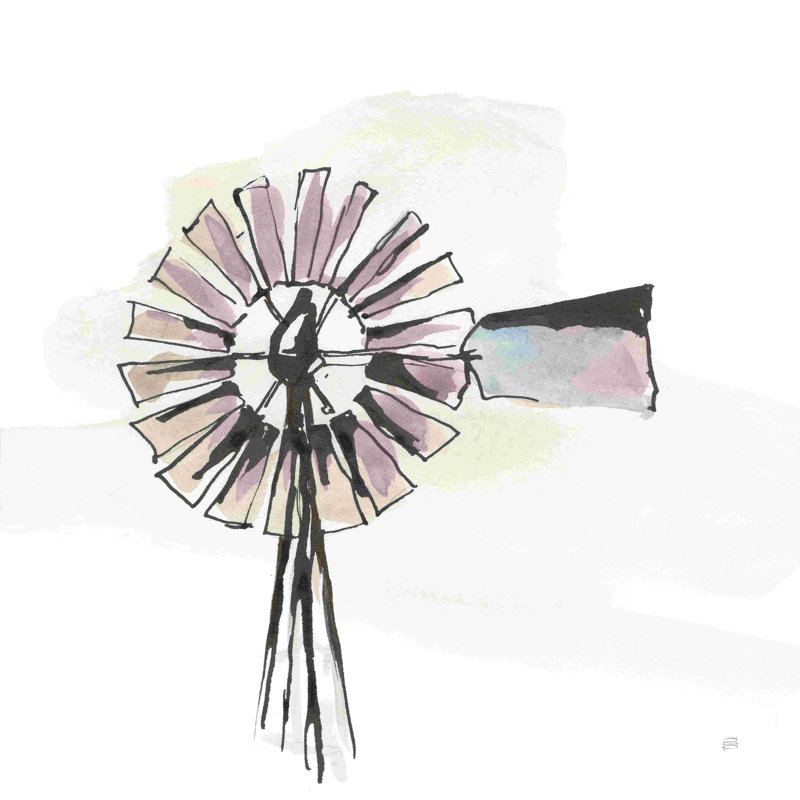 «Windmill III» par Chris Paschke - reproduction d'art sur toile tendue, Mauve / noir, H 36 po x l 36 po