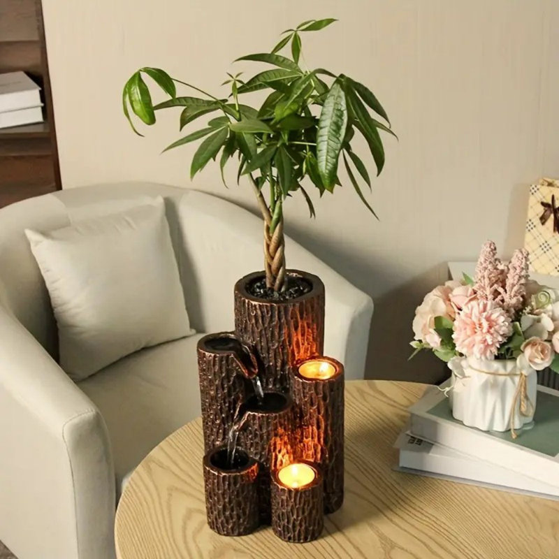 Fontaine d'intérieur pour table à 3 niveaux avec cascade de détente pour la décoration de chambre