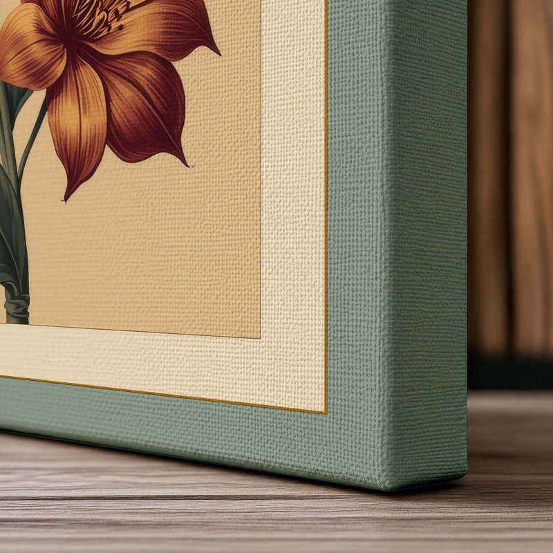 Terracotta Bloom Study Botanical - Wrapped Canvas, 18x12 - 45.7 x 30.5 cm, Sage Border