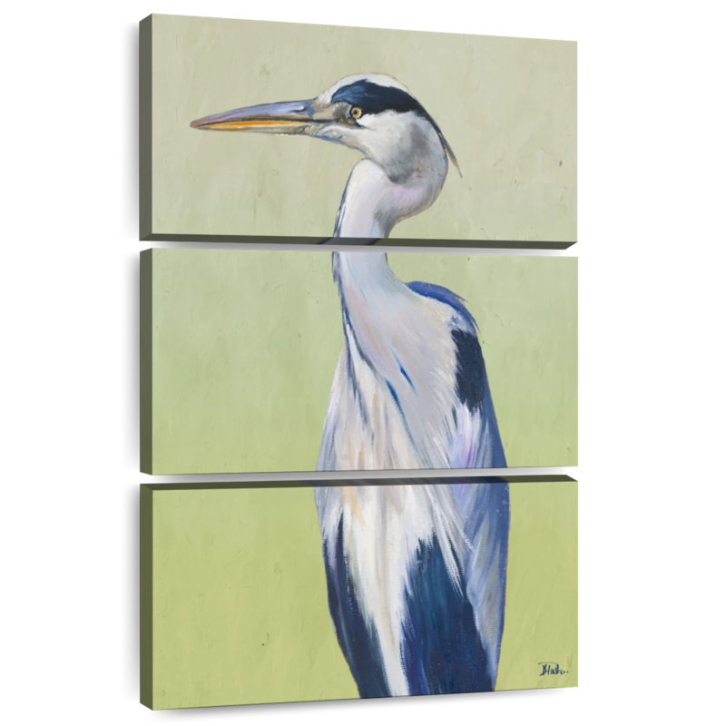 Brampt Blue Heron On Green II, 32'' H x 20'' W
